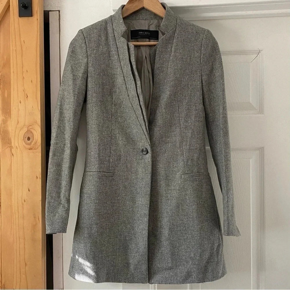 Grey Zara Lambswool Peacoat - Picture 1 of 9